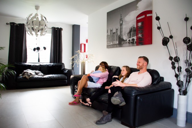 James' family in their living room