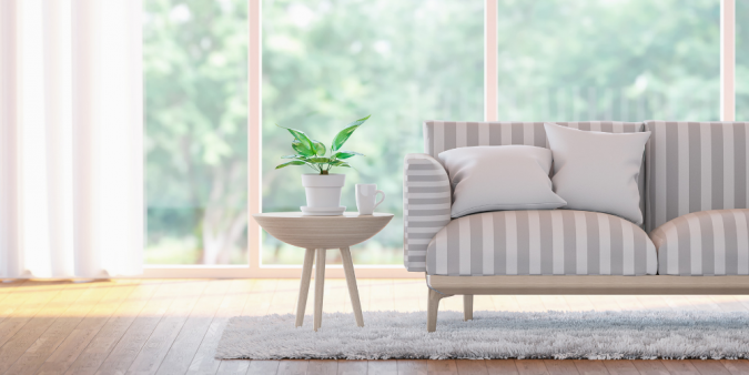 Sofa and coffee table in a home