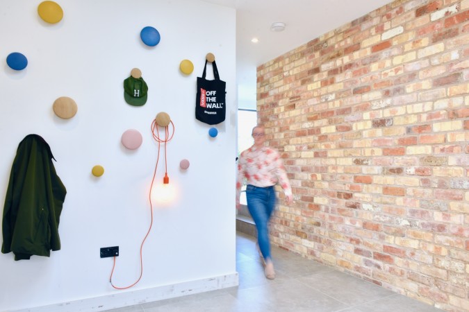 The exposed brick wall in Jason's self-build