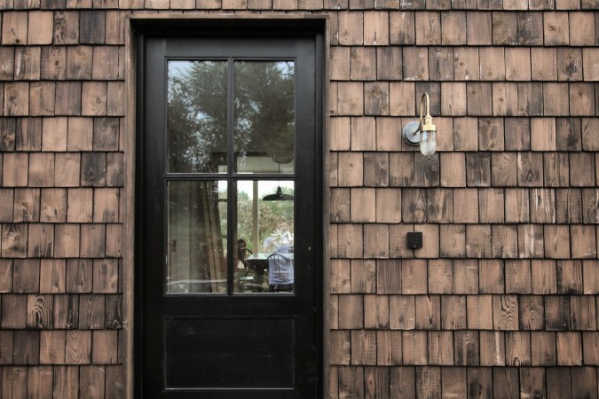 Front door with shingles