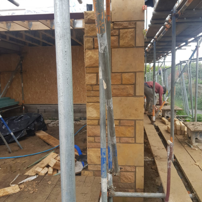 Wall construction on James' timber-frame self-build