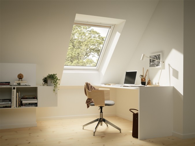 A home office with Sage Glass glazing