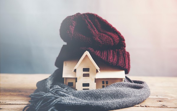 House wrapped in a hat and scarf