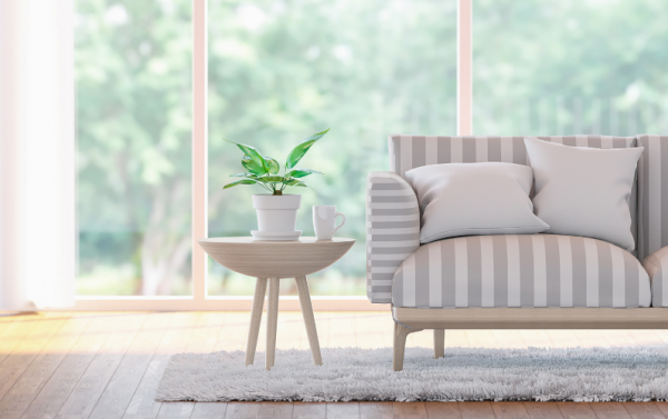 Sofa and coffee table in a home