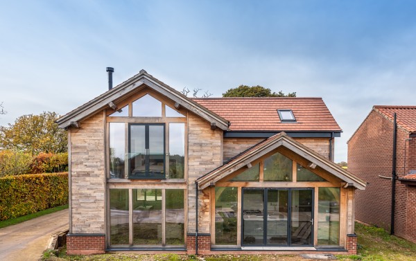 The front of the self-build home