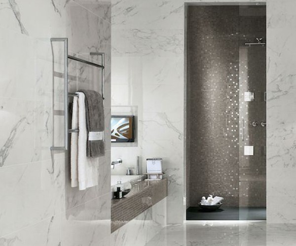 Marble tiles in bathroom