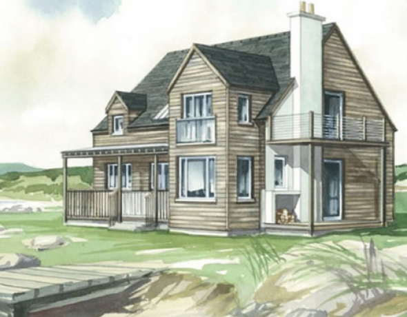 Sketch of timber frame home